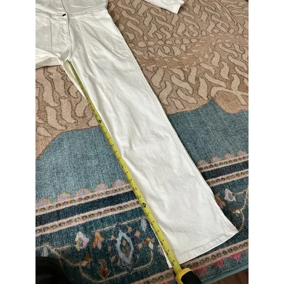 RIVET UTILITY Powerhouse White Stretch Denim Long Sleeve Jumpsuit Sz M $425 - Picture 15 of 15